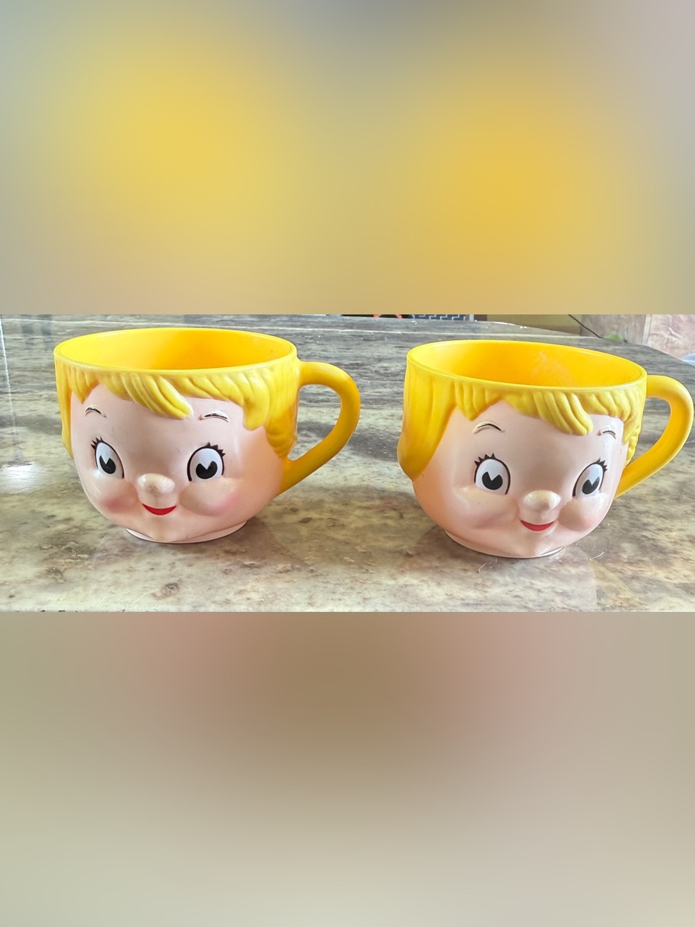 Vintage 1970’s plastic soup mugs featuring the Campbell's Kids "Dolly Dingle"